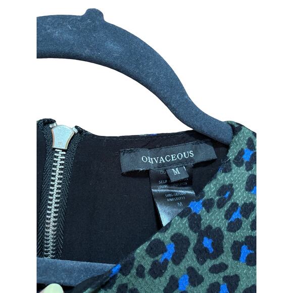 Olivaceous Blue & Green Leopard Print Mini Dress - Size Medium - Picture 4 of 6